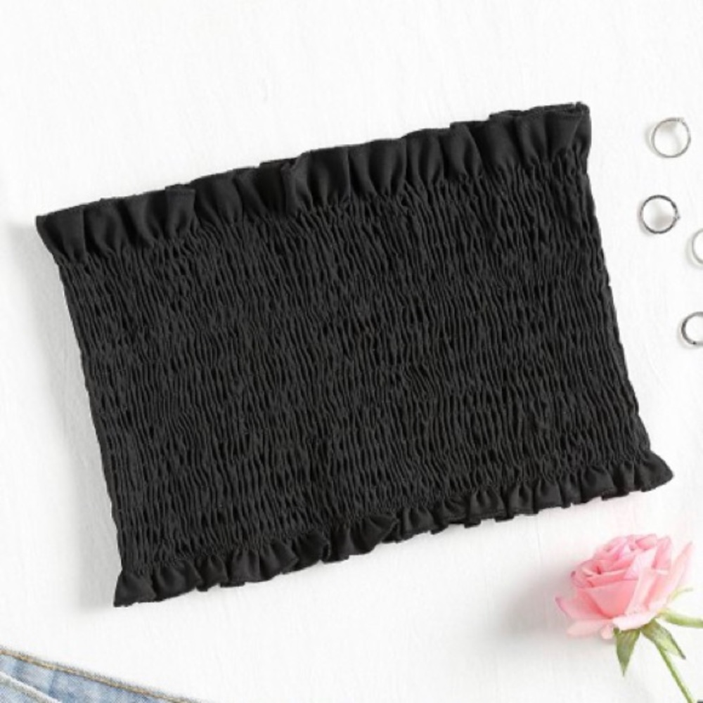 ZAFUL smocked black cropped tube top
